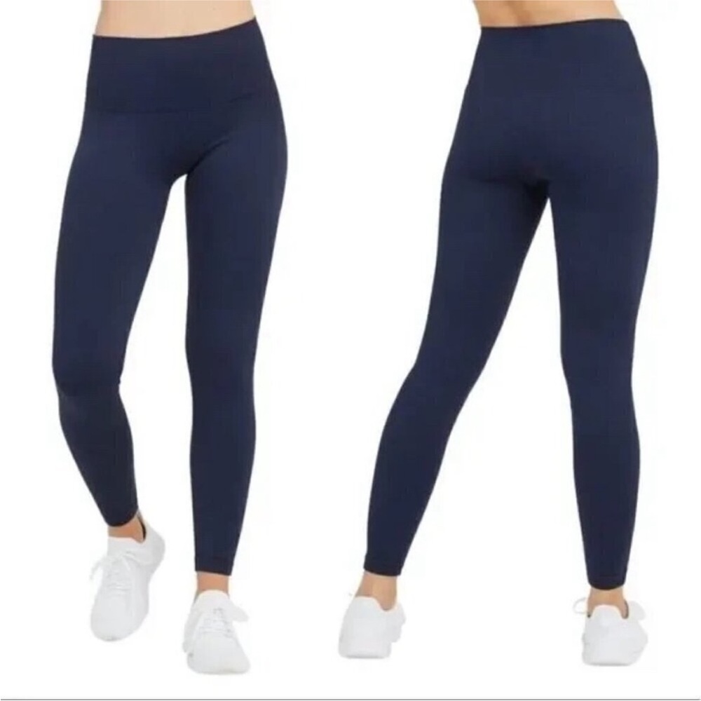 Spanx Ribbed Seamless Leggings in Navy Size XL